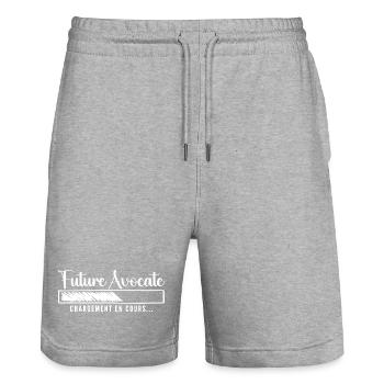 Future Avocate -Cadeau Future Avocate - Short de jogging bio TRAINER Stanley/Stella unisexe - gris chiné - Devant - Nik (191cm) & Marisol (170cm)