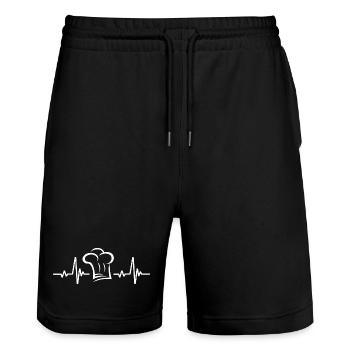 Herzklopfen der Kochmütze - Stanley/Stella Unisex Bio Joggingshorts Trainer  - Schwarz - Vorne - Nik (191cm) & Marisol (170cm)