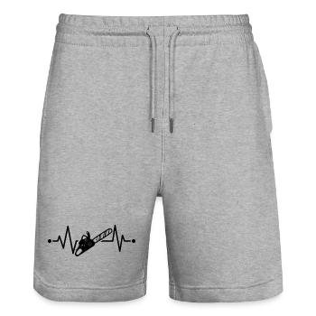 Chainsaw Heartbeat Lumberjack Lumberjack - Stanley/Stella Trainer Unisex Organic Jogging Shorts - heather grey - Front - Nik (191cm) & Marisol (170cm)