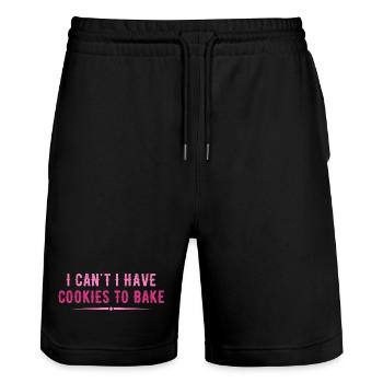 I Can't I Have Cookies To Bake Baking Lover Funny - Stanley/Stella Trainer Unisex Organic Jogging Shorts - black - Front - Nik (191cm) & Marisol (170cm)