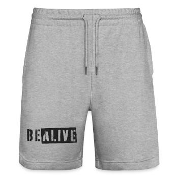 Be Alive - Stanley/Stella Unisex Bio Joggingshorts Trainer  - Grau meliert - Vorne - Nik (191cm) & Marisol (170cm)