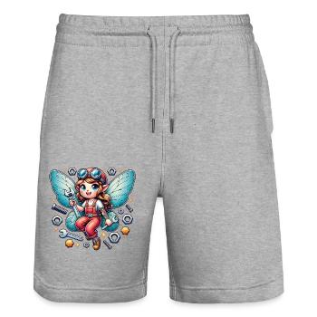 mignonne petite fée avec des outils - Short de jogging bio TRAINER Stanley/Stella unisexe - gris chiné - Devant - Nik (191cm) & Marisol (170cm)
