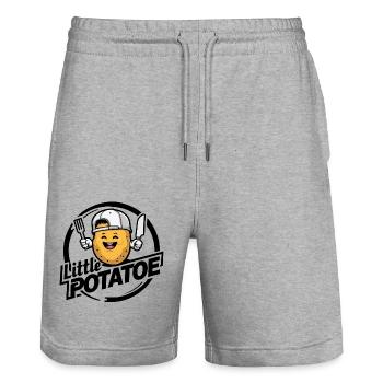 Funny Potato with Baseball Cap Vegan Vegetarian - Stanley/Stella Trainer Unisex Organic Jogging Shorts - heather grey - Front - Nik (191cm) & Marisol (170cm)