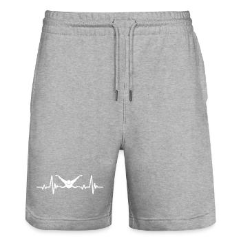 Nageurs battements de coeur nage - Short de jogging bio TRAINER Stanley/Stella unisexe - gris chiné - Devant - Nik (191cm) & Marisol (170cm)