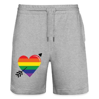 Pfeil Regenbogenherz Stolz - Stanley/Stella Unisex Bio Joggingshorts Trainer  - Grau meliert - Vorne - Nik (191cm) & Marisol (170cm)