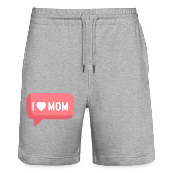 I Love Mom - Stanley/Stella Unisex Bio Joggingshorts Trainer  - Grau meliert - Vorne - Nik (191cm) & Marisol (170cm)
