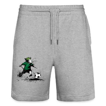 Kickin´ Rat: Fußballfan - Stanley/Stella Unisex Bio Joggingshorts Trainer  - Grau meliert - Vorne - Nik (191cm) & Marisol (170cm)