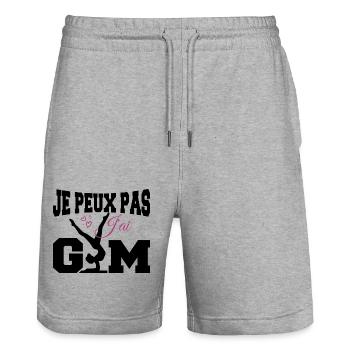 Gymnastik-Geschenk Ich kann nicht Fitnessstudio - Stanley/Stella Unisex Bio Joggingshorts Trainer  - Grau meliert - Vorne - Nik (191cm) & Marisol (170cm)