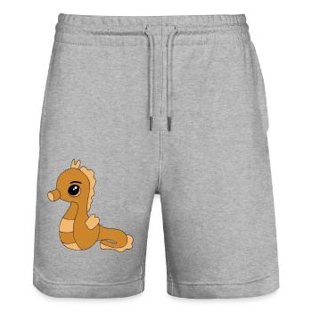 Knuffiges Seepferdchen - Stanley/Stella Unisex Bio Joggingshorts Trainer  - Grau meliert - Vorne - Nik (191cm) & Marisol (170cm)
