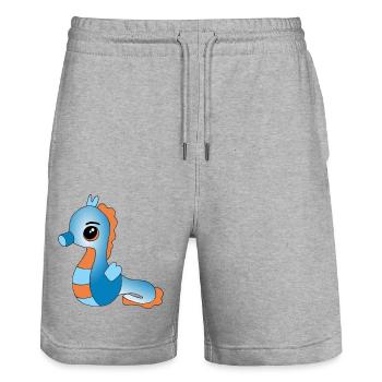 Knuffiges Seepferdchen - Stanley/Stella Unisex Bio Joggingshorts Trainer  - Grau meliert - Vorne - Nik (191cm) & Marisol (170cm)