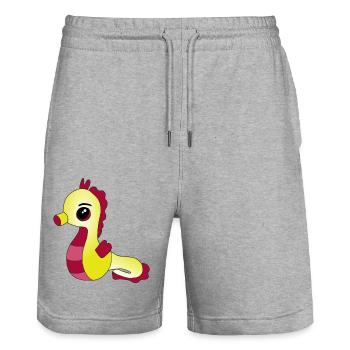 Knuffiges Seepferdchen - Stanley/Stella Unisex Bio Joggingshorts Trainer  - Grau meliert - Vorne - Nik (191cm) & Marisol (170cm)