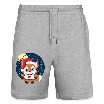 Fuchs Weihnachten Rentier Weihnachtsmütze Schnee - Stanley/Stella Unisex Bio Joggingshorts Trainer  - Grau meliert - Vorne - Nik (191cm) & Marisol (170cm)