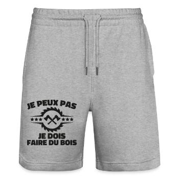 I can't I have to make wood - Stanley/Stella Trainer Unisex Organic Jogging Shorts - heather grey - Front - Nik (191cm) & Marisol (170cm)