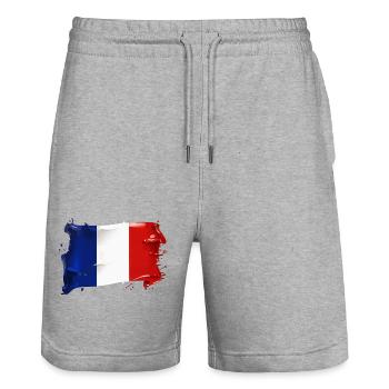 DRAPEAU DE LA FRANCE DRAPEAU FRANCE - Short de jogging bio TRAINER Stanley/Stella unisexe - gris chiné - Devant - Nik (191cm) & Marisol (170cm)