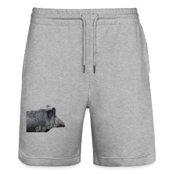 Sanglier Sanglier Porc Truie Cochon - Short de jogging bio TRAINER Stanley/Stella unisexe - gris chiné - Devant - Nik (191cm) & Marisol (170cm)