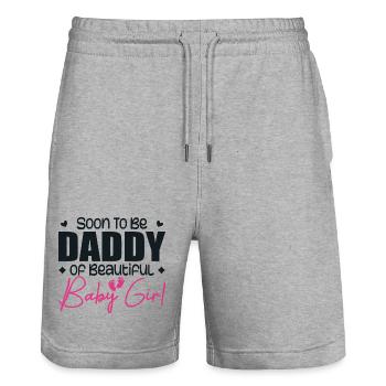 Bald Papa eines schönen Babymädchens - Stanley/Stella Unisex Bio Joggingshorts Trainer  - Grau meliert - Vorne - Nik (191cm) & Marisol (170cm)