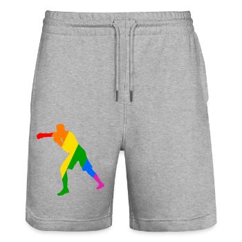 Boxer in the rainbow - Stanley/Stella Trainer Unisex Organic Jogging Shorts - heather grey - Front - Nik (191cm) & Marisol (170cm)
