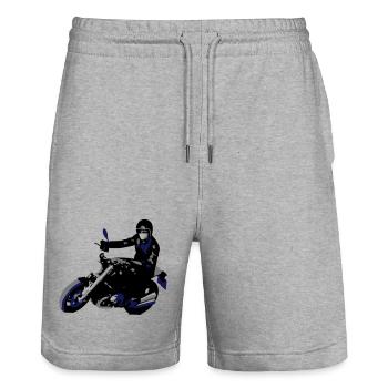 Retrobike  - Stanley/Stella Unisex Bio Joggingshorts Trainer  - Grau meliert - Vorne - Nik (191cm) & Marisol (170cm)