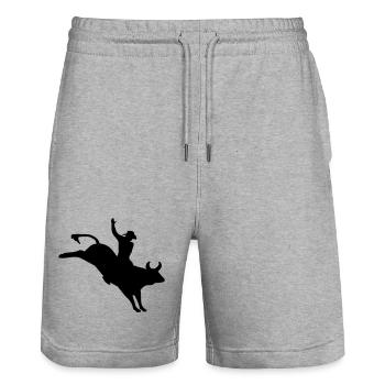 Rodeo Bull Rider - Stanley/Stella Trainer Unisex Organic Jogging Shorts - heather grey - Front - Nik (191cm) & Marisol (170cm)