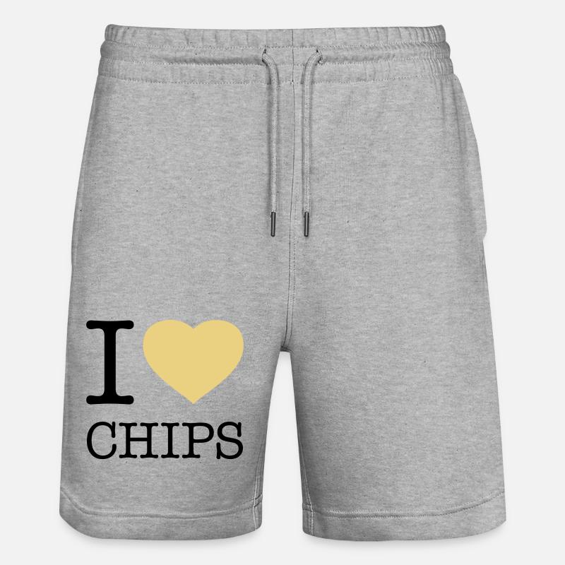 I LOVE CHIPS - Stanley/Stella Unisex Bio Joggingshorts Trainer  - Grau meliert