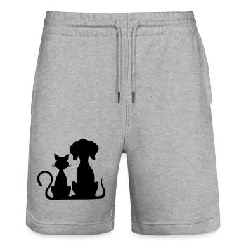 hund und katze - Stanley/Stella Unisex Bio Joggingshorts Trainer  - Grau meliert - Vorne - Nik (191cm) & Marisol (170cm)