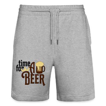 beer - Stanley/Stella Trainer Unisex Organic Jogging Shorts - heather grey - Front - Nik (191cm) & Marisol (170cm)