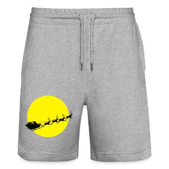 frohes_fest_weihnachtsmann - Stanley/Stella Unisex Bio Joggingshorts Trainer  - Grau meliert - Vorne - Nik (191cm) & Marisol (170cm)