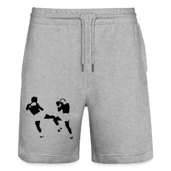 kikboxing - Stanley/Stella Trainer Unisex Organic Jogging Shorts - heather grey - Front - Nik (191cm) & Marisol (170cm)
