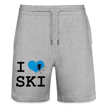 I Love Ski - Stanley/Stella Unisex Bio Joggingshorts Trainer  - Grau meliert - Vorne - Nik (191cm) & Marisol (170cm)