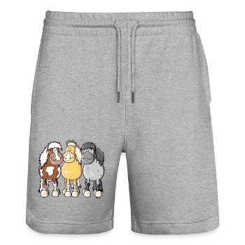 Shetty Trio - Stanley/Stella Unisex Bio Joggingshorts Trainer  - Grau meliert - Vorne - Nik (191cm) & Marisol (170cm)
