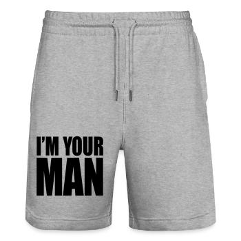 I'm your man - Short de jogging bio TRAINER Stanley/Stella unisexe - gris chiné - Devant - Nik (191cm) & Marisol (170cm)