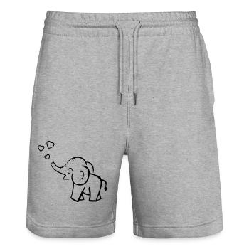 Cute elephant blows hearts - Stanley/Stella Trainer Unisex Organic Jogging Shorts - heather grey - Front - Nik (191cm) & Marisol (170cm)