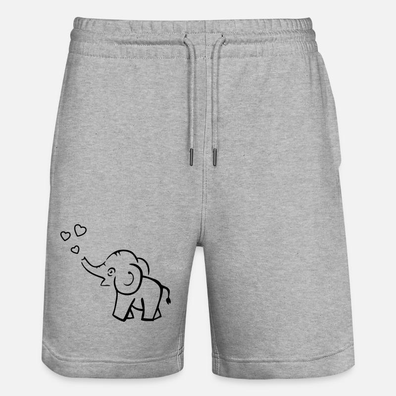 Un éléphant mignon souffle des cœurs - Short de jogging bio TRAINER Stanley/Stella unisexe - gris chiné