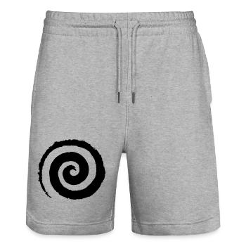 Schwarze Pinselstrich-Spirale - Stanley/Stella Unisex Bio Joggingshorts Trainer  - Grau meliert - Vorne - Nik (191cm) & Marisol (170cm)