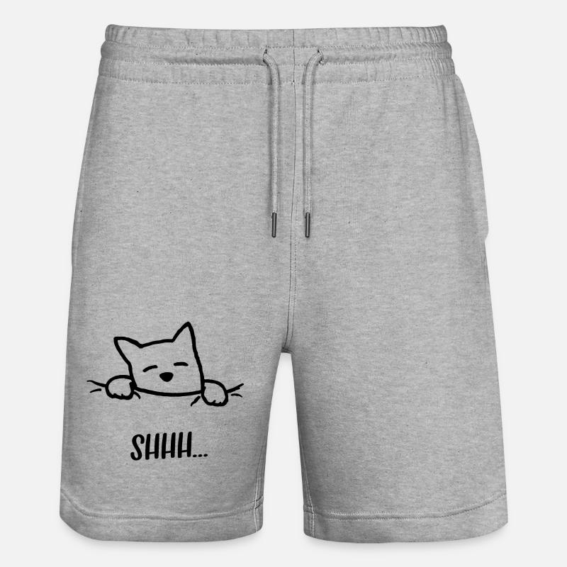 Chut ... le chat dort! - Short de jogging bio TRAINER Stanley/Stella unisexe - gris chiné