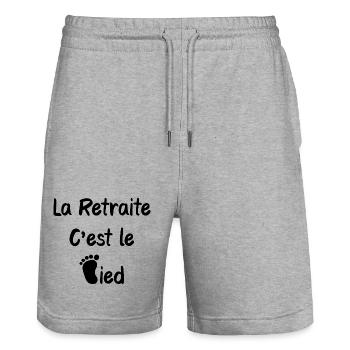 La retraite c'est le pied humour - Short de jogging bio TRAINER Stanley/Stella unisexe - gris chiné - Devant - Nik (191cm) & Marisol (170cm)
