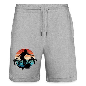 Surfer Girl Sunset - Stanley/Stella Unisex Bio Joggingshorts Trainer  - Grau meliert - Vorne - Nik (191cm) & Marisol (170cm)