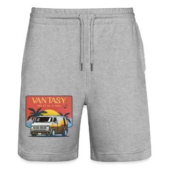 Vantasy - Stanley/Stella Unisex Bio Joggingshorts Trainer  - Grau meliert - Vorne - Nik (191cm) & Marisol (170cm)