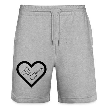 Sex drugs and rockn roll 1 - Stanley/Stella Trainer Unisex Organic Jogging Shorts - heather grey - Front - Nik (191cm) & Marisol (170cm)