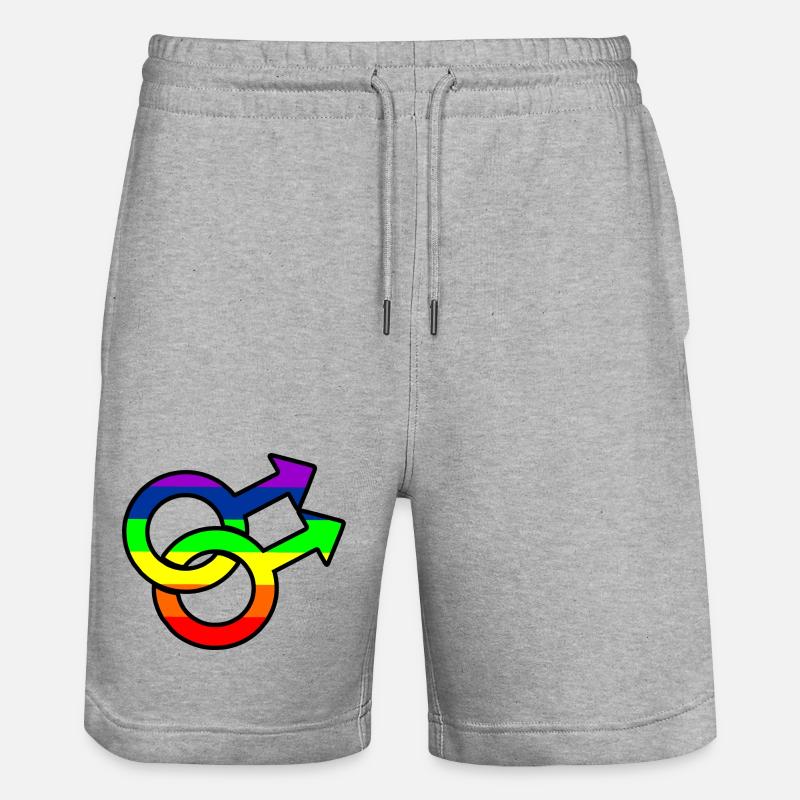 Logo gay di genere con arcobaleno - Pantaloncini da jogger ecologici unisex Trainer di Stanley/Stella - grigio melange