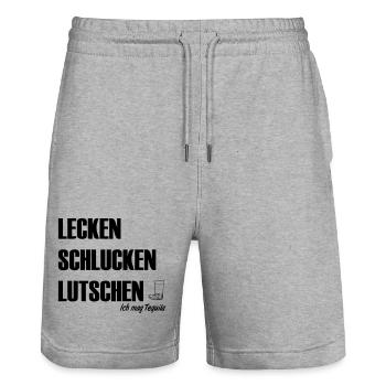Ich mag Tequila - Stanley/Stella Unisex Bio Joggingshorts Trainer  - Grau meliert - Vorne - Nik (191cm) & Marisol (170cm)