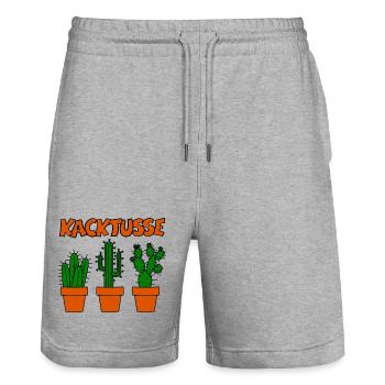Kackteen - Stanley/Stella Unisex Bio Joggingshorts Trainer  - Grau meliert - Vorne - Nik (191cm) & Marisol (170cm)