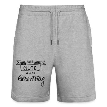 Alles Gute zum Geburtstag - Stanley/Stella Unisex Bio Joggingshorts Trainer  - Grau meliert - Vorne - Nik (191cm) & Marisol (170cm)