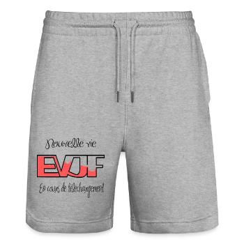 EVJF - Short de jogging bio TRAINER Stanley/Stella unisexe - gris chiné - Devant - Nik (191cm) & Marisol (170cm)