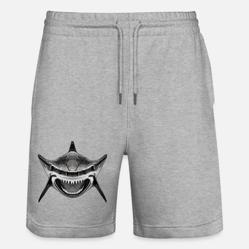 Squalo con la bocca aperta - Pantaloncini da jogger ecologici unisex Trainer di Stanley/Stella - grigio melange