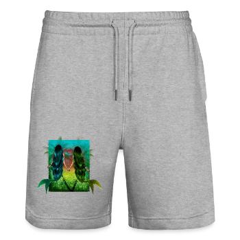 Sirènes au coucher du soleil - Short de jogging bio TRAINER Stanley/Stella unisexe - gris chiné - Devant - Nik (191cm) & Marisol (170cm)