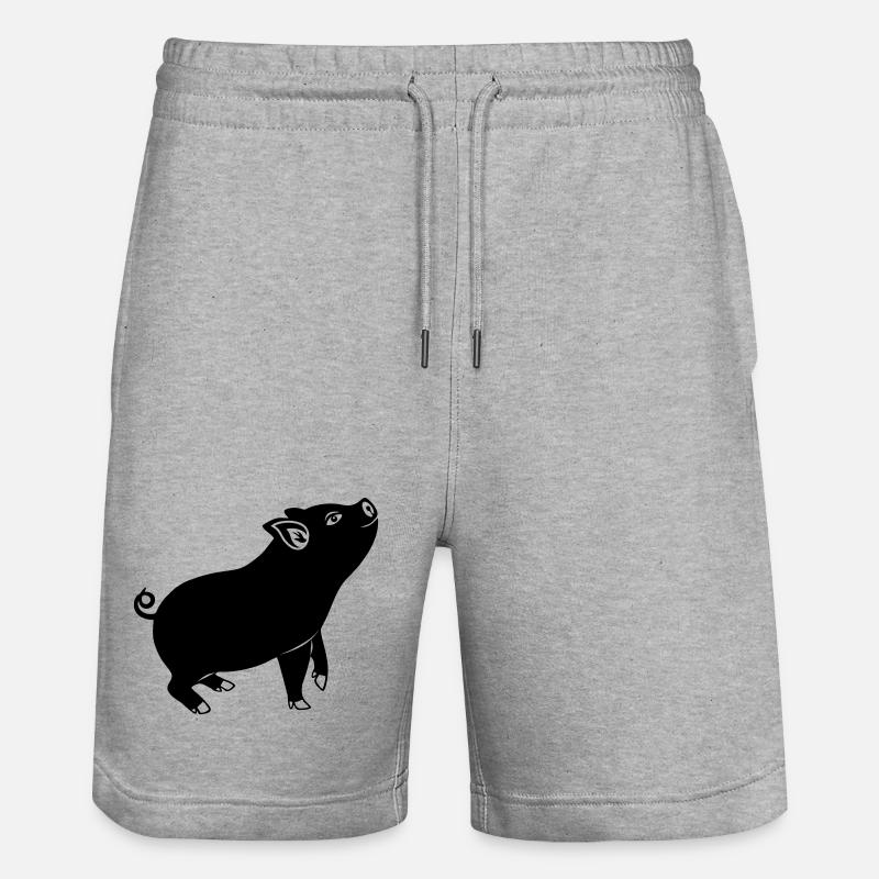 Emblème du cochon Image de l’ombre - Short de jogging bio TRAINER Stanley/Stella unisexe - gris chiné