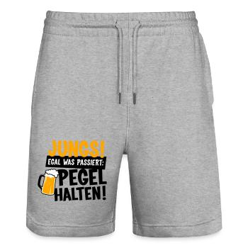 Jungs Pegel halten Party - Stanley/Stella Unisex Bio Joggingshorts Trainer  - Grau meliert - Vorne - Nik (191cm) & Marisol (170cm)
