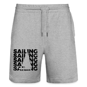 Voile - Short de jogging bio TRAINER Stanley/Stella unisexe - gris chiné - Devant - Nik (191cm) & Marisol (170cm)