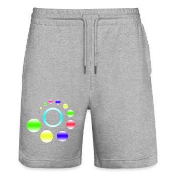 Neon-Orbit-Ringburst - Stanley/Stella Unisex Bio Joggingshorts Trainer  - Grau meliert - Vorne - Nik (191cm) & Marisol (170cm)